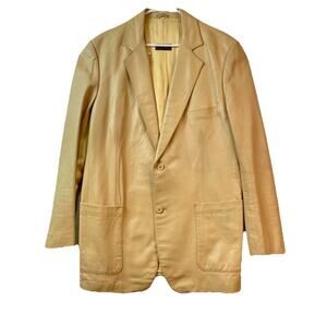 Vintage 1970's PIRA Santiago Pigue Men Yellow Leather Blazer Jacket 46 Reg Flaw